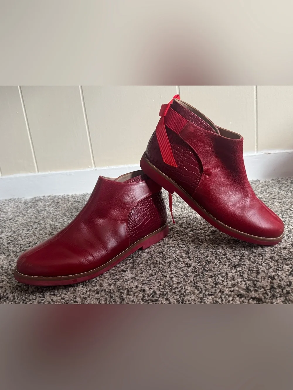 Elephantito Red Croc-Accent Chelsea Booties